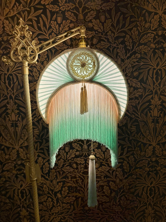Mint Green & Ivory Bridge Arm Crescent Lampshade