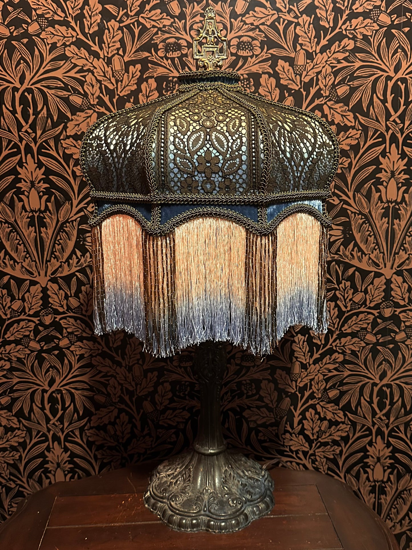 Winter 2025-26 Collection: Blue, Peach, Amber & Olive Gradient-Dyed "Small Crown" Lampshade