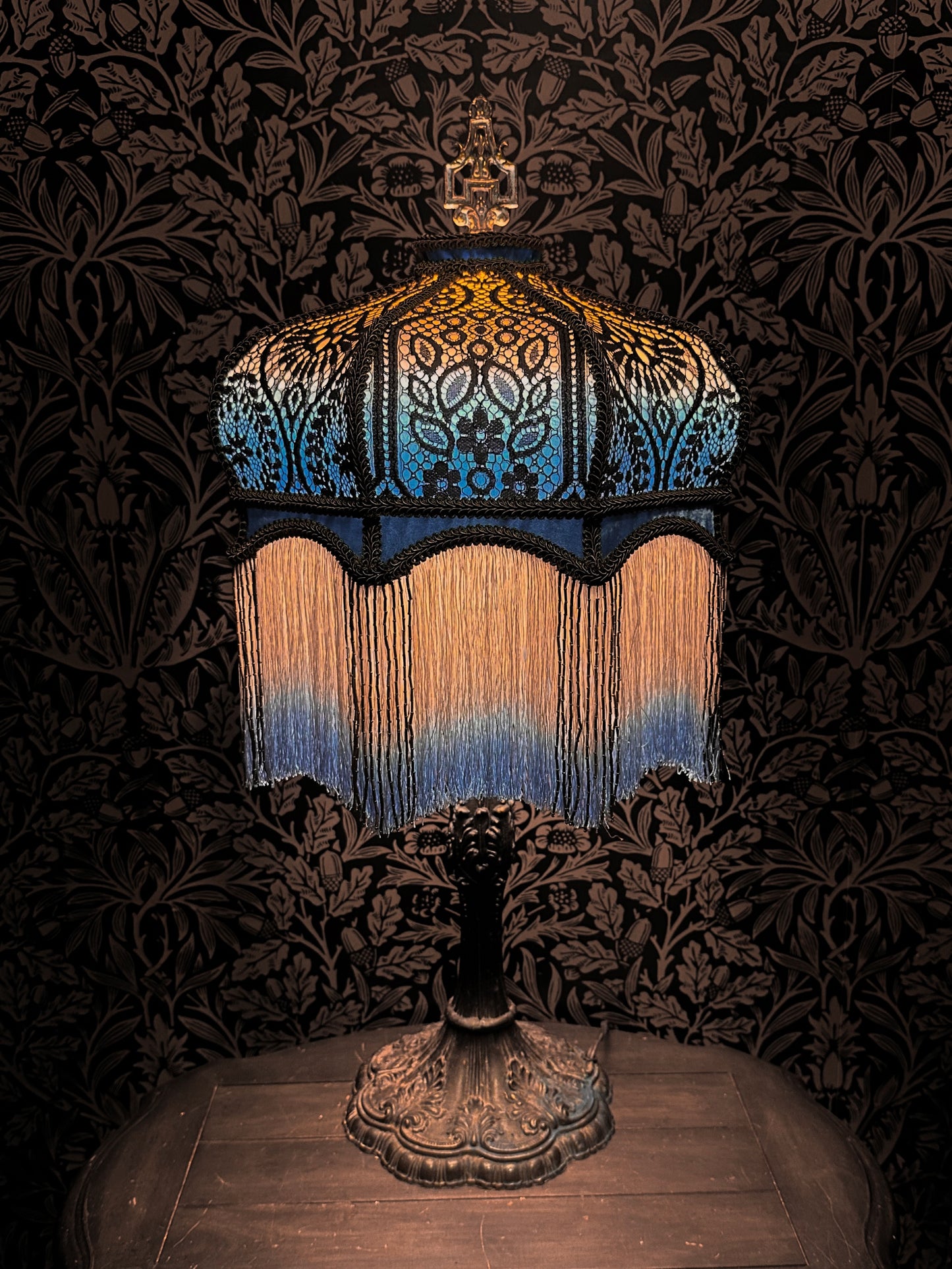Winter 2025-26 Collection: Blue, Peach, Amber & Olive Gradient-Dyed "Small Crown" Lampshade