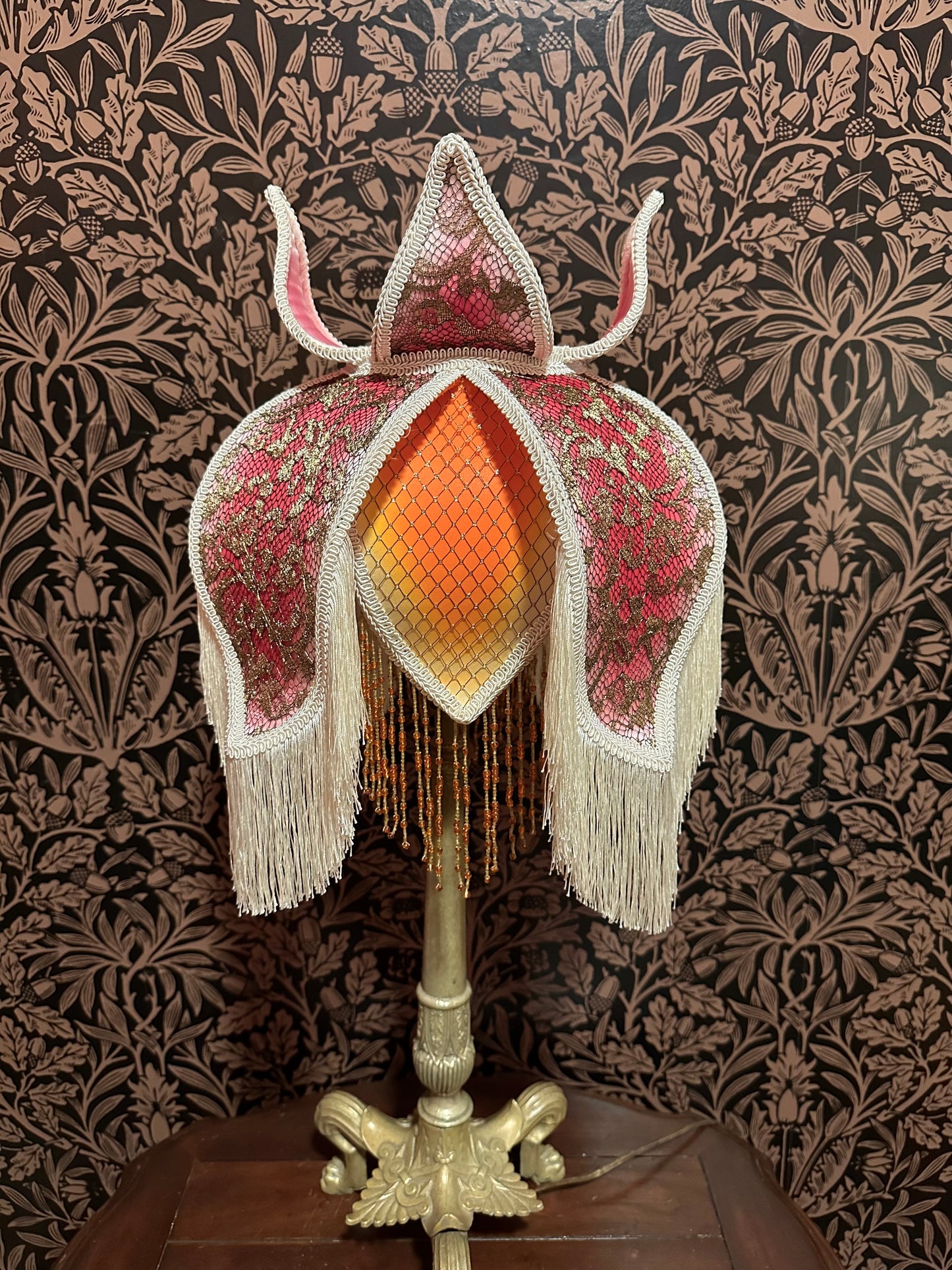 Pink, Orange, Cream & Gold “Water Lily” Lampshade