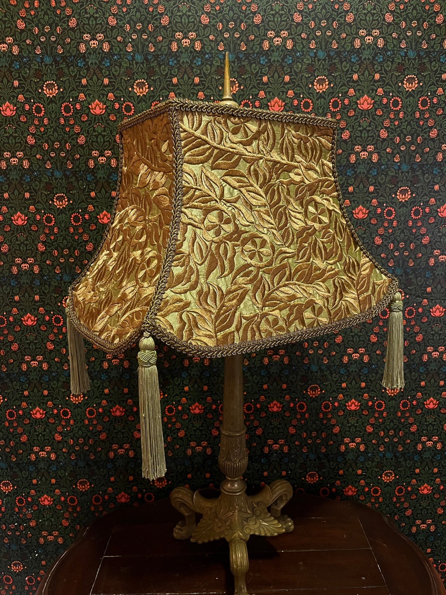 Soft Chartreuse & Gold Pagoda Lampshade