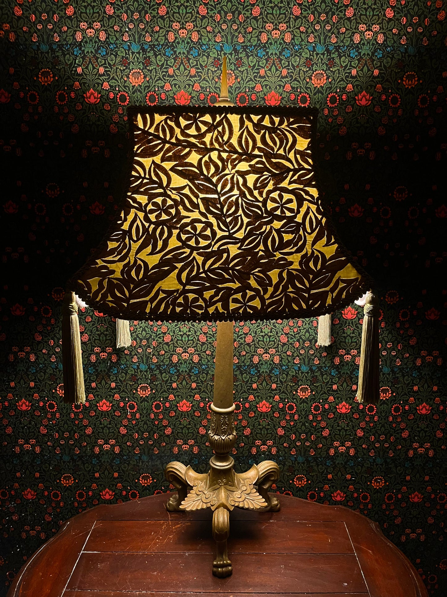 Soft Chartreuse & Gold Pagoda Lampshade