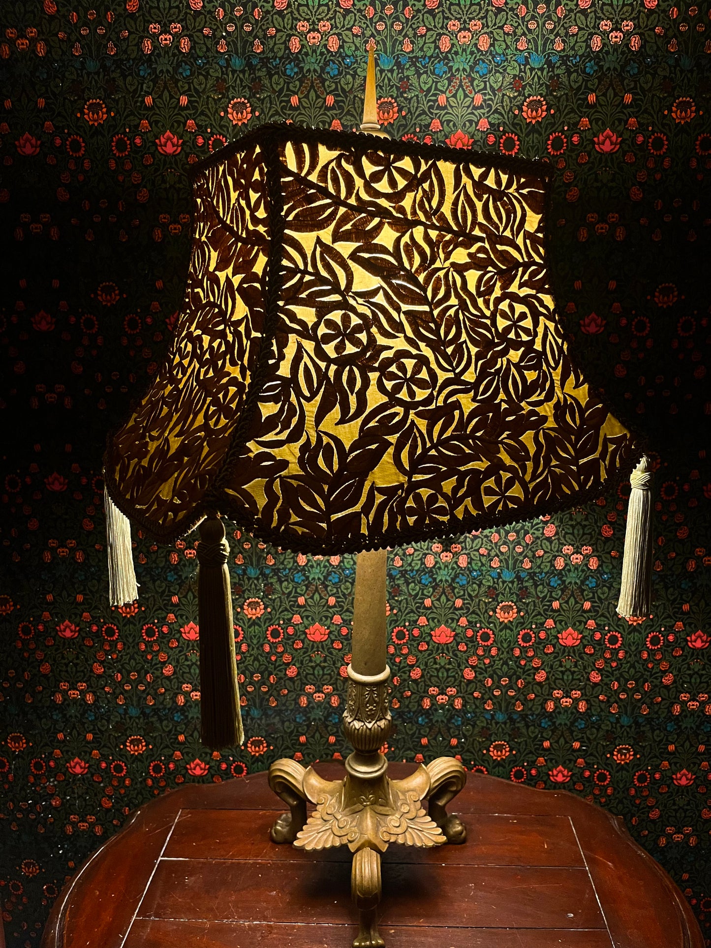 Soft Chartreuse & Gold Pagoda Lampshade