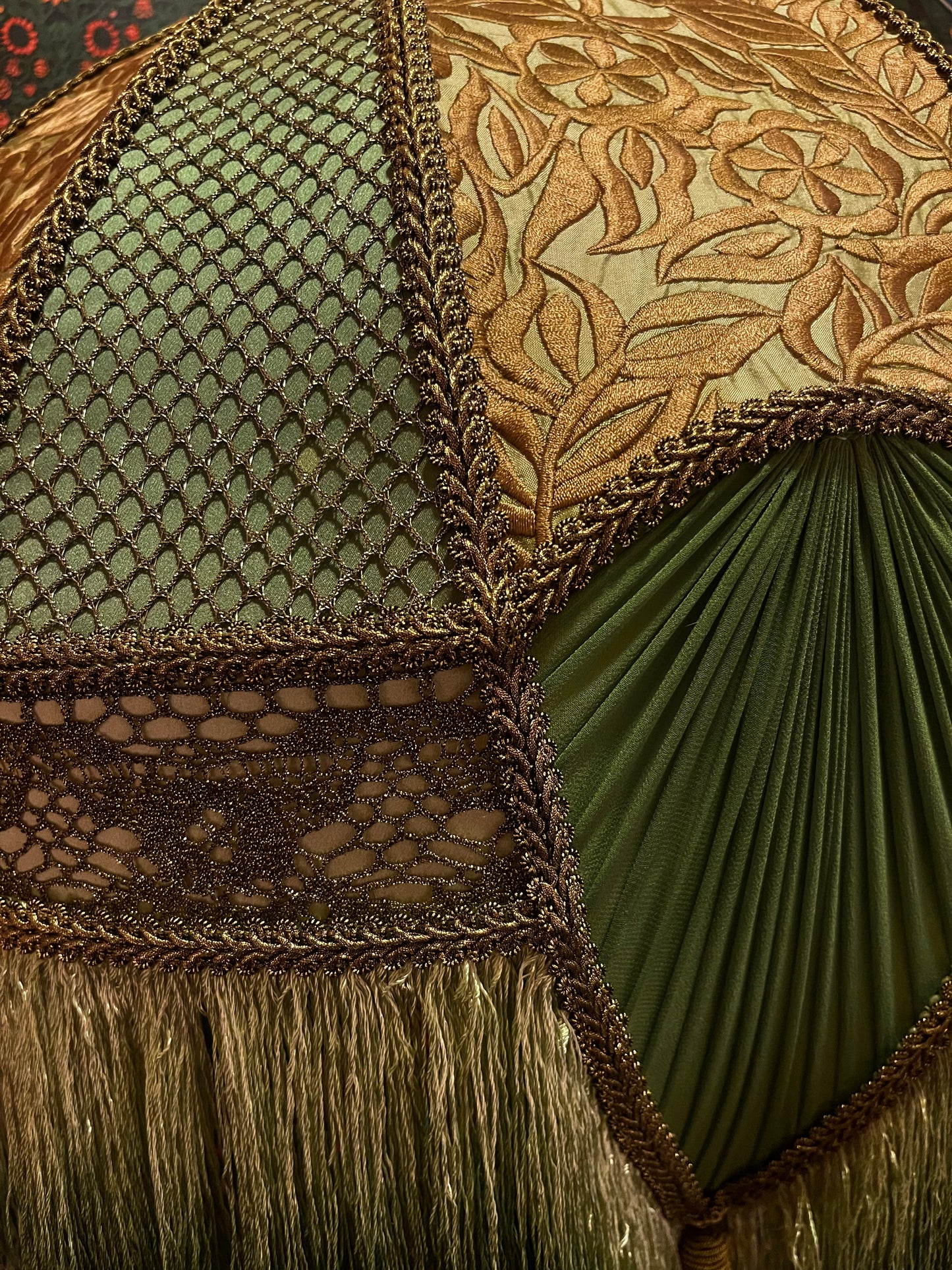 Chartreuse, Olive & Gold Large Claw Lampshade