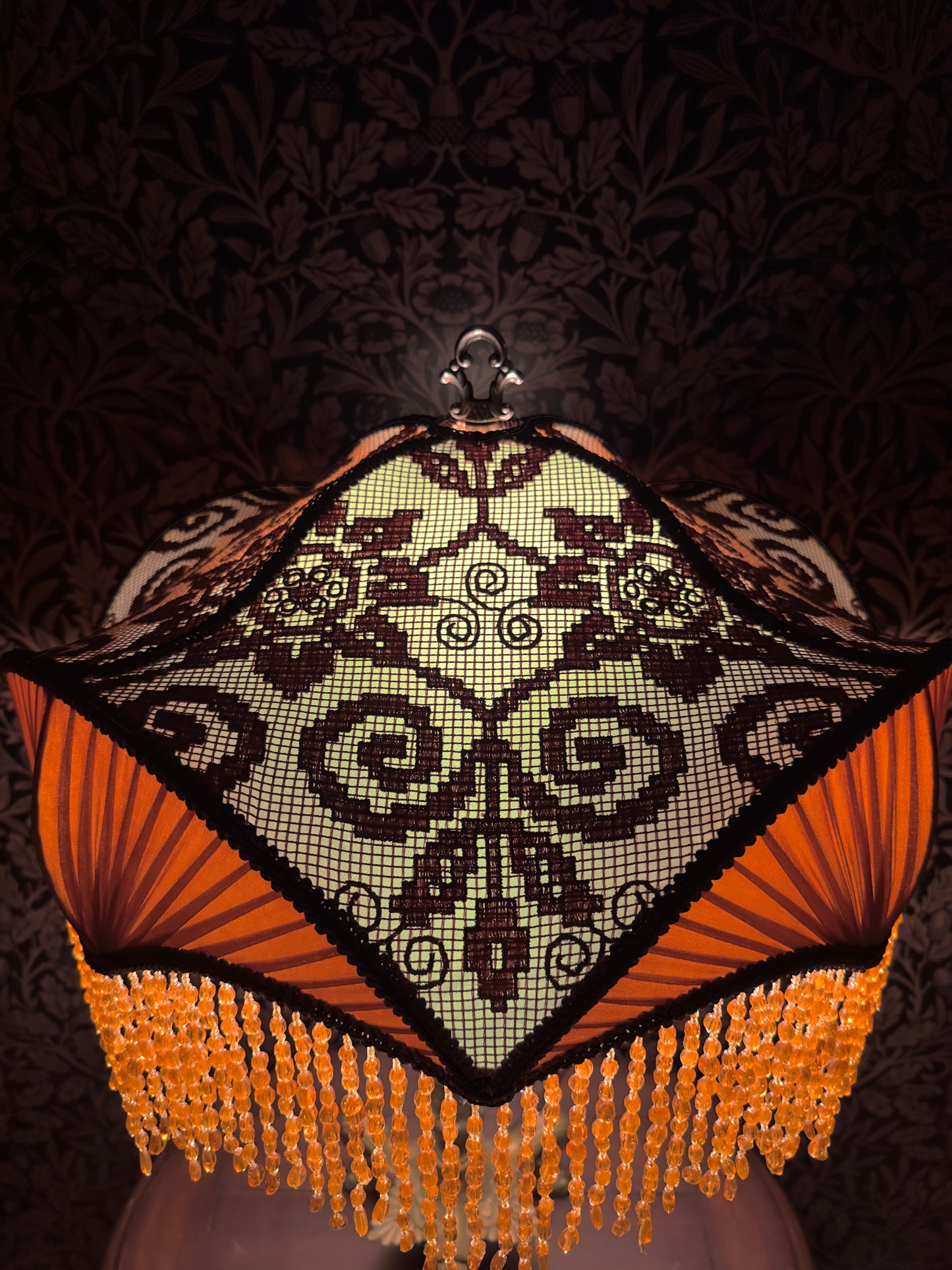 Pastel Green, Amber, Terracotta & Brown “Monarch” Lampshade