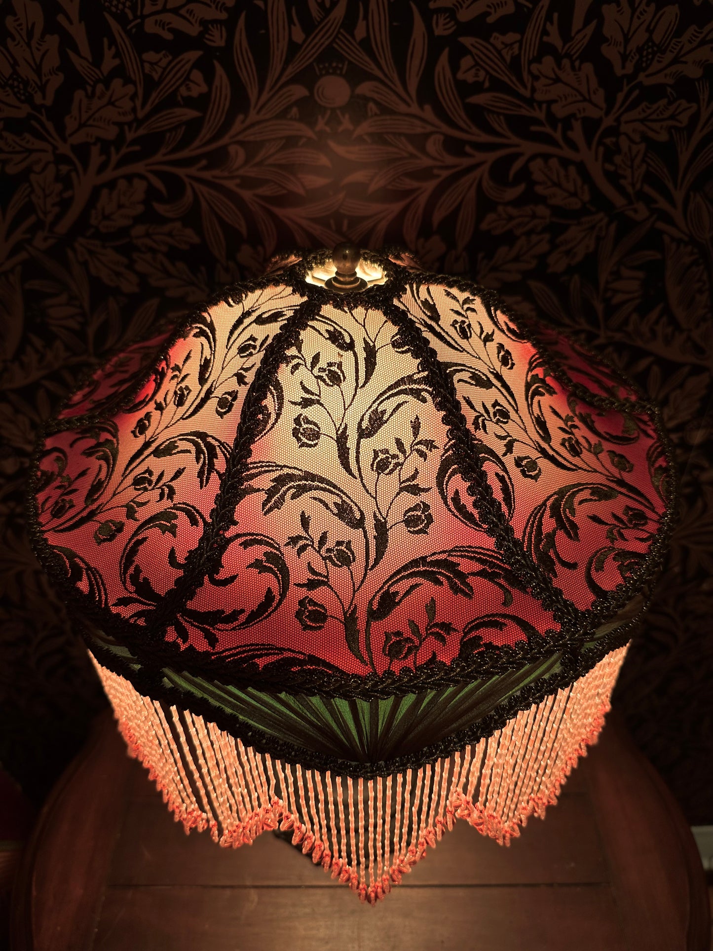 Coral, Mint, Brown & Gold "Hop Sing" Lampshade