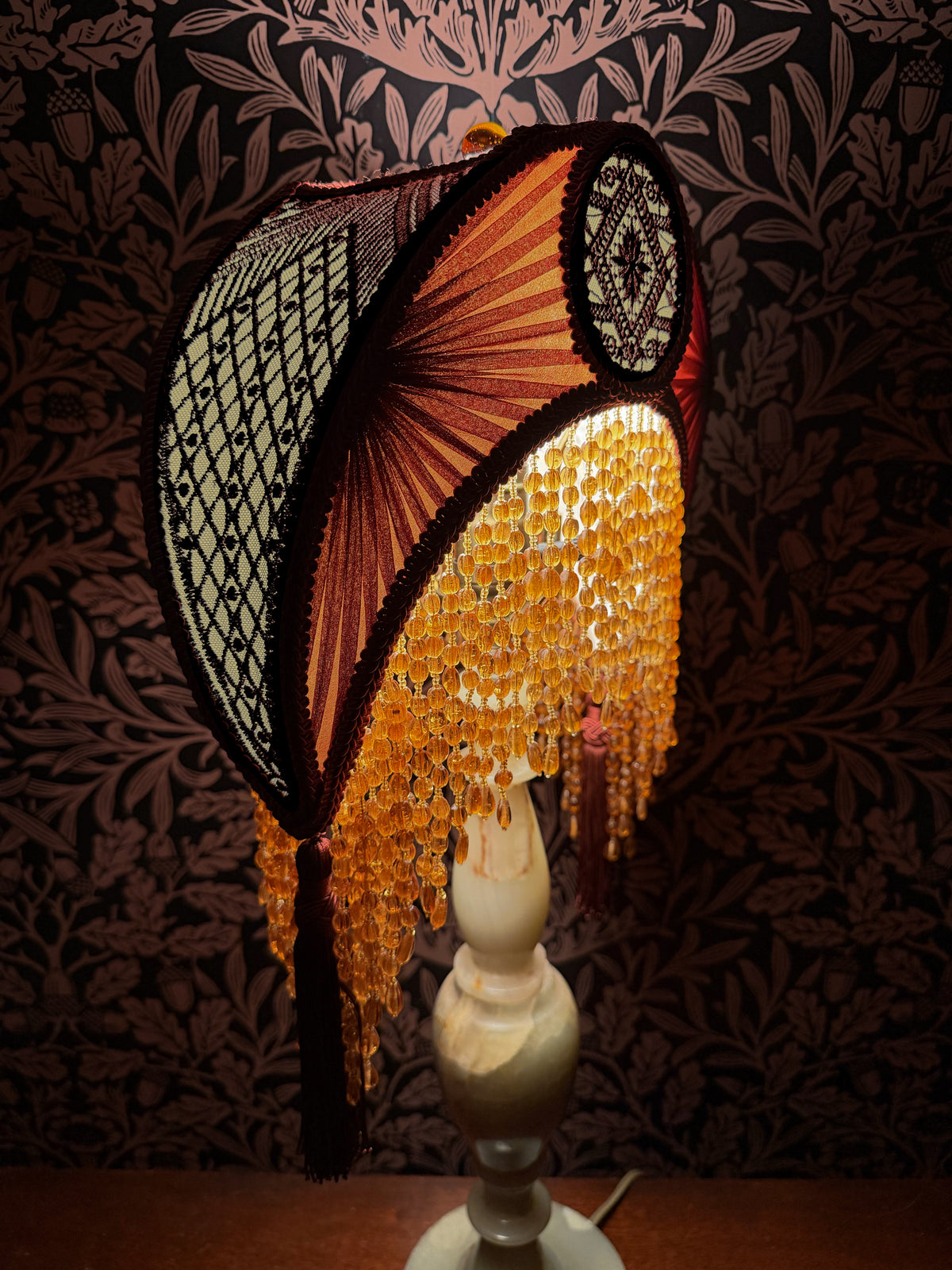 Autumn 2026 Collection: Amber, Pale Green & Mahogany Red "Medium Crescent" Lampshade
