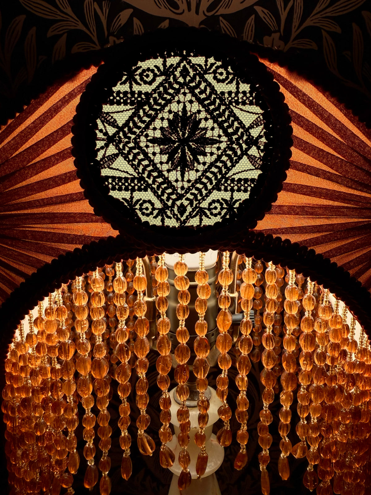 Autumn 2026 Collection: Amber, Pale Green & Mahogany Red "Medium Crescent" Lampshade