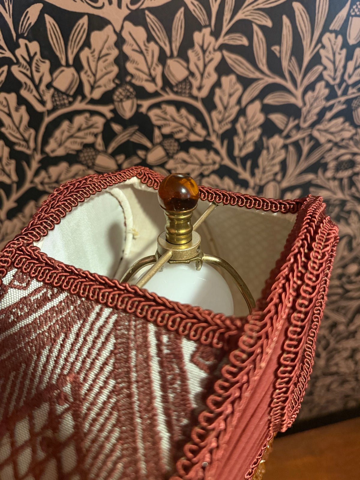 Autumn 2026 Collection: Amber, Pale Green & Mahogany Red "Medium Crescent" Lampshade