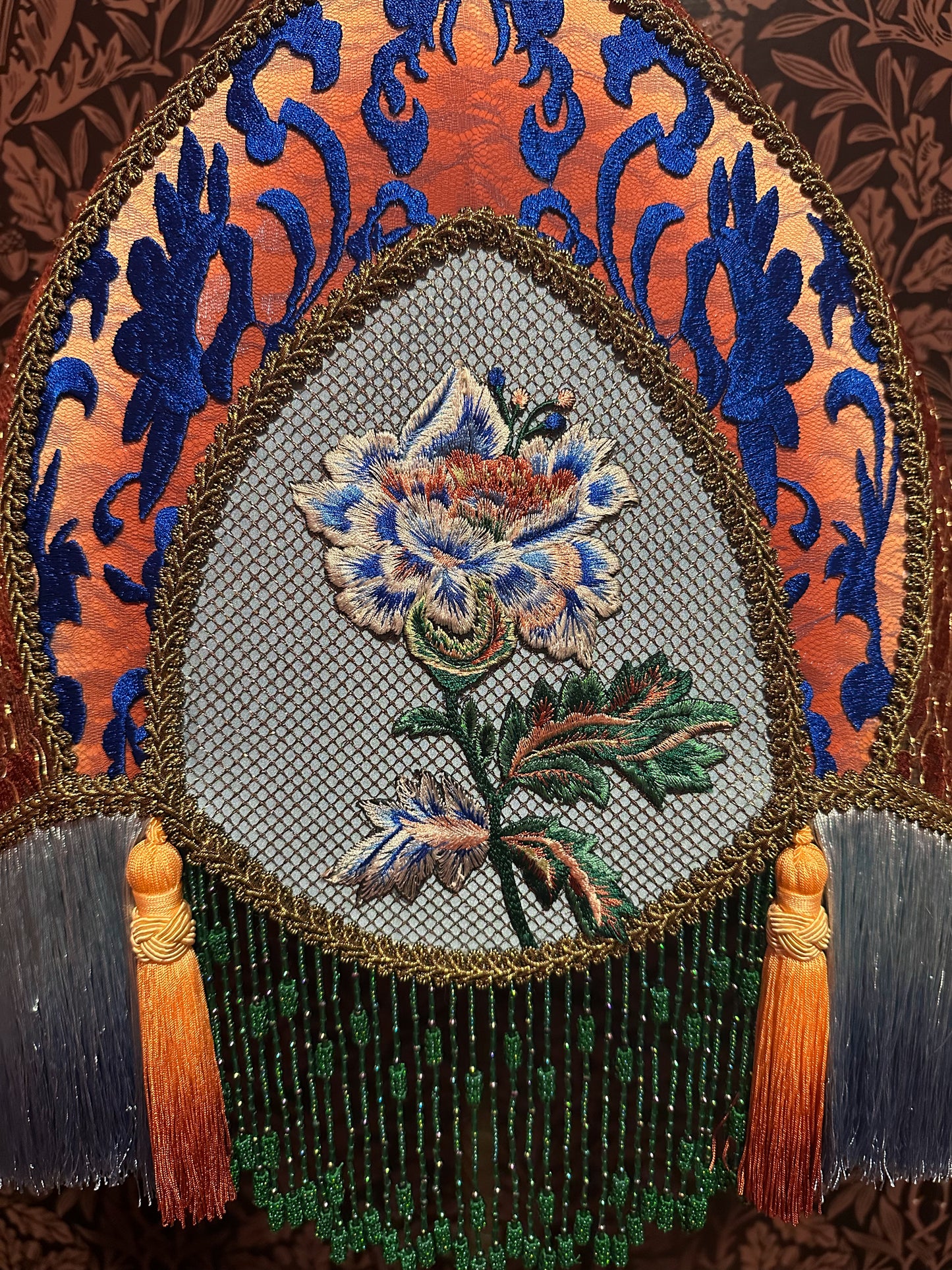 Blue, Orange, Emerald & Gold "Gothic" Lampshade