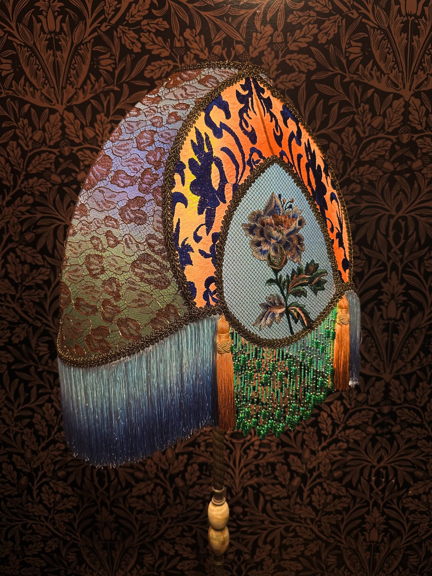 Blue, Orange, Emerald & Gold "Gothic" Lampshade