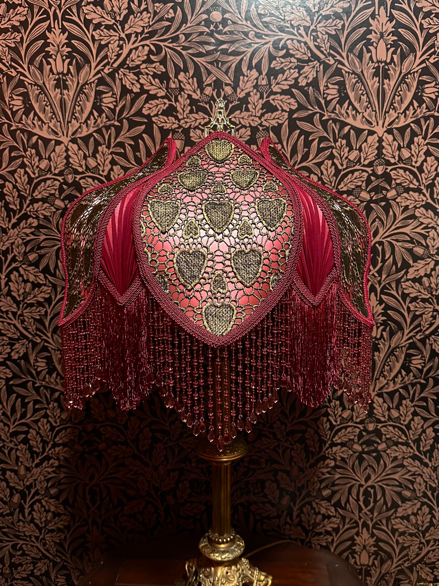 Rose, Burgundy & Gold Heart "Peony Tulip"