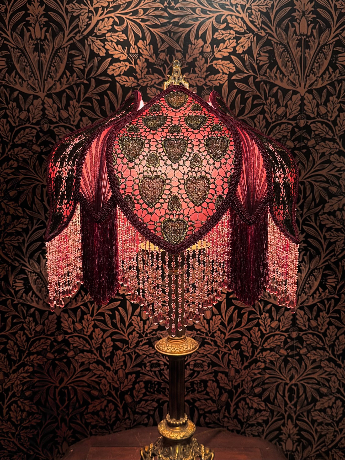 Rose, Burgundy & Gold Heart "Peony Tulip"