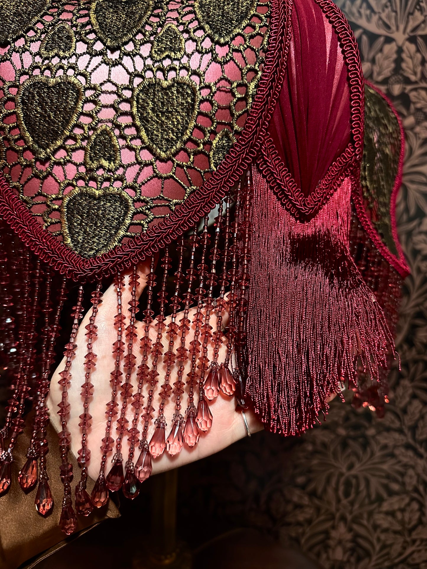 Rose, Burgundy & Gold Heart "Peony Tulip"