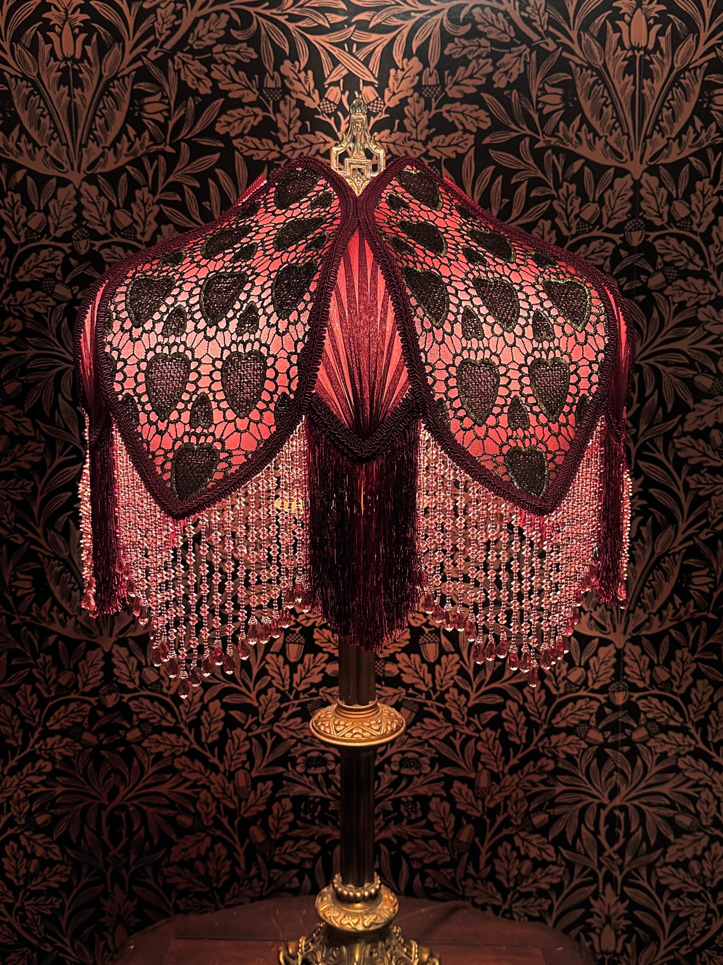 Rose, Burgundy & Gold Heart "Peony Tulip"