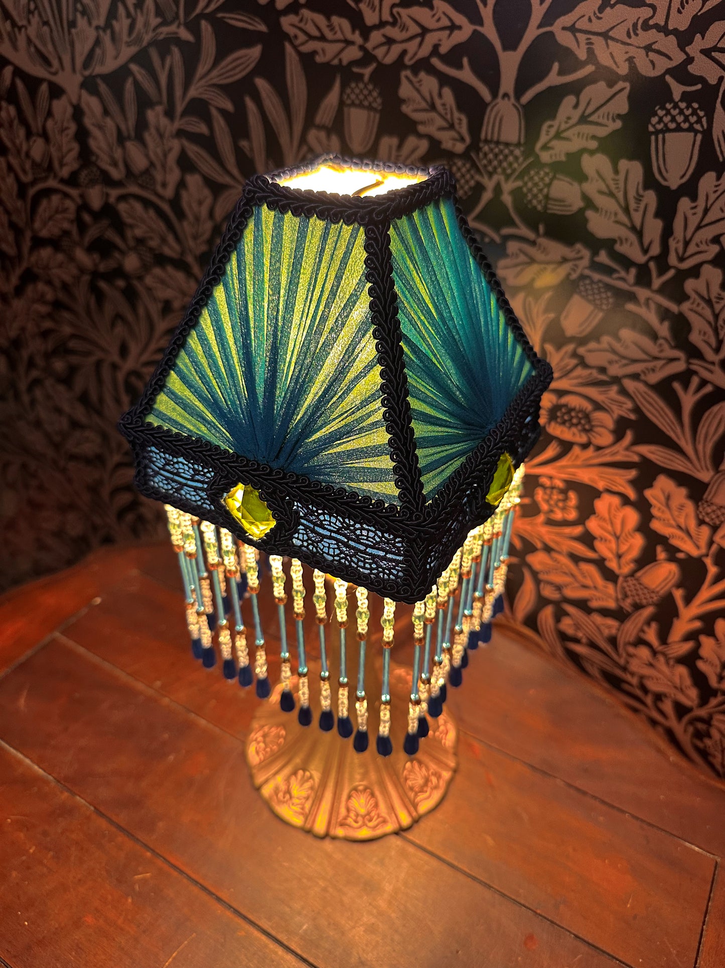 Peacock Blue, Green & Navy "Cher's Square" Mini Lampshade