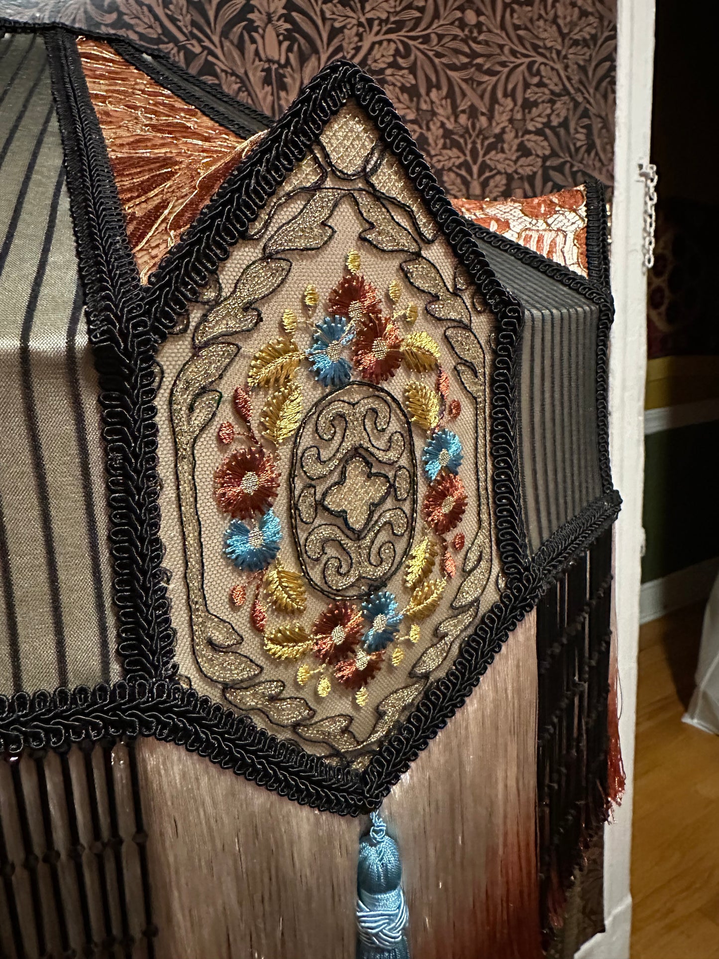 Ecru, Rust, Turquoise, and Black "Large Diamond"