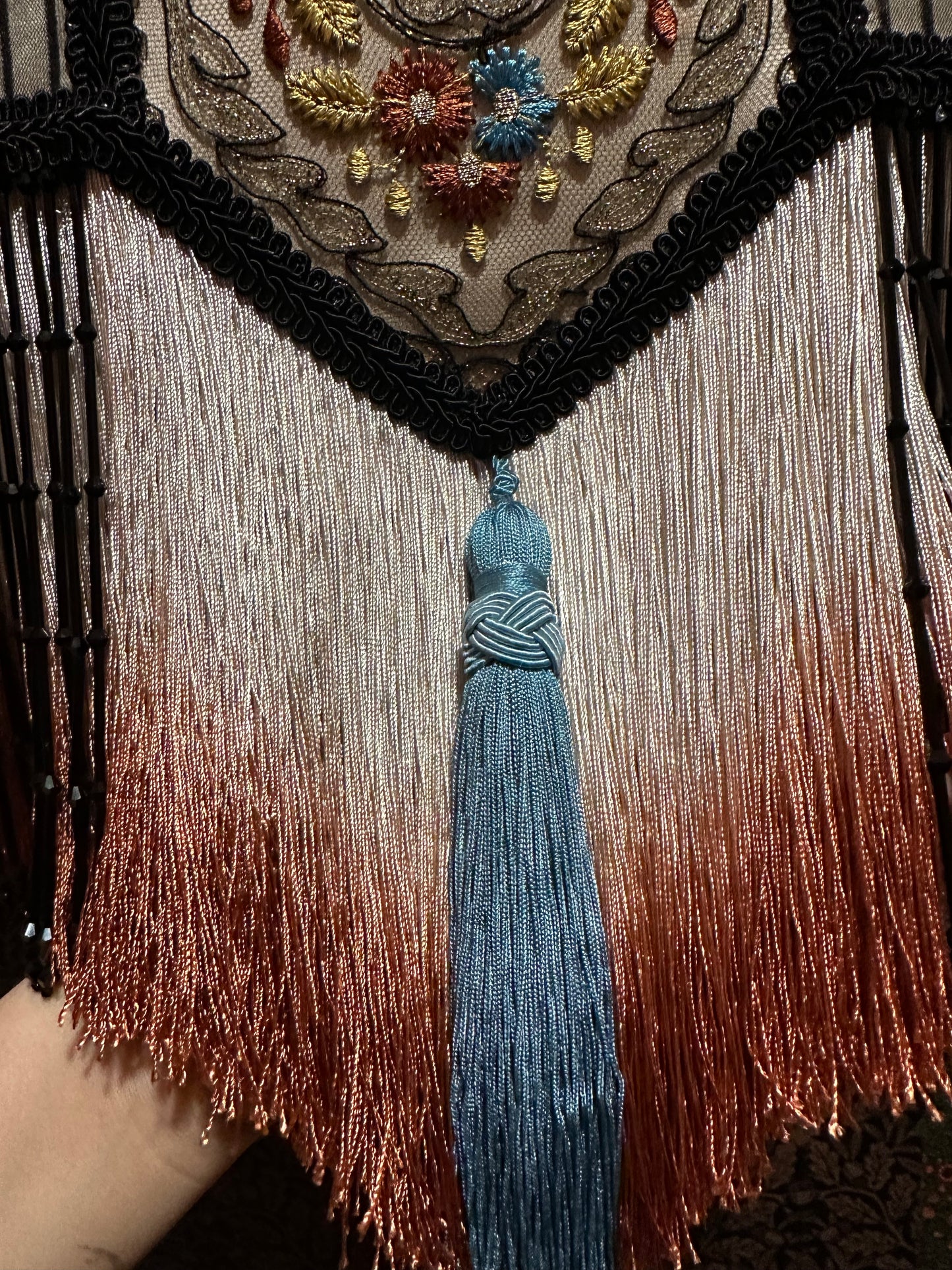 Ecru, Rust, Turquoise, and Black "Large Diamond"