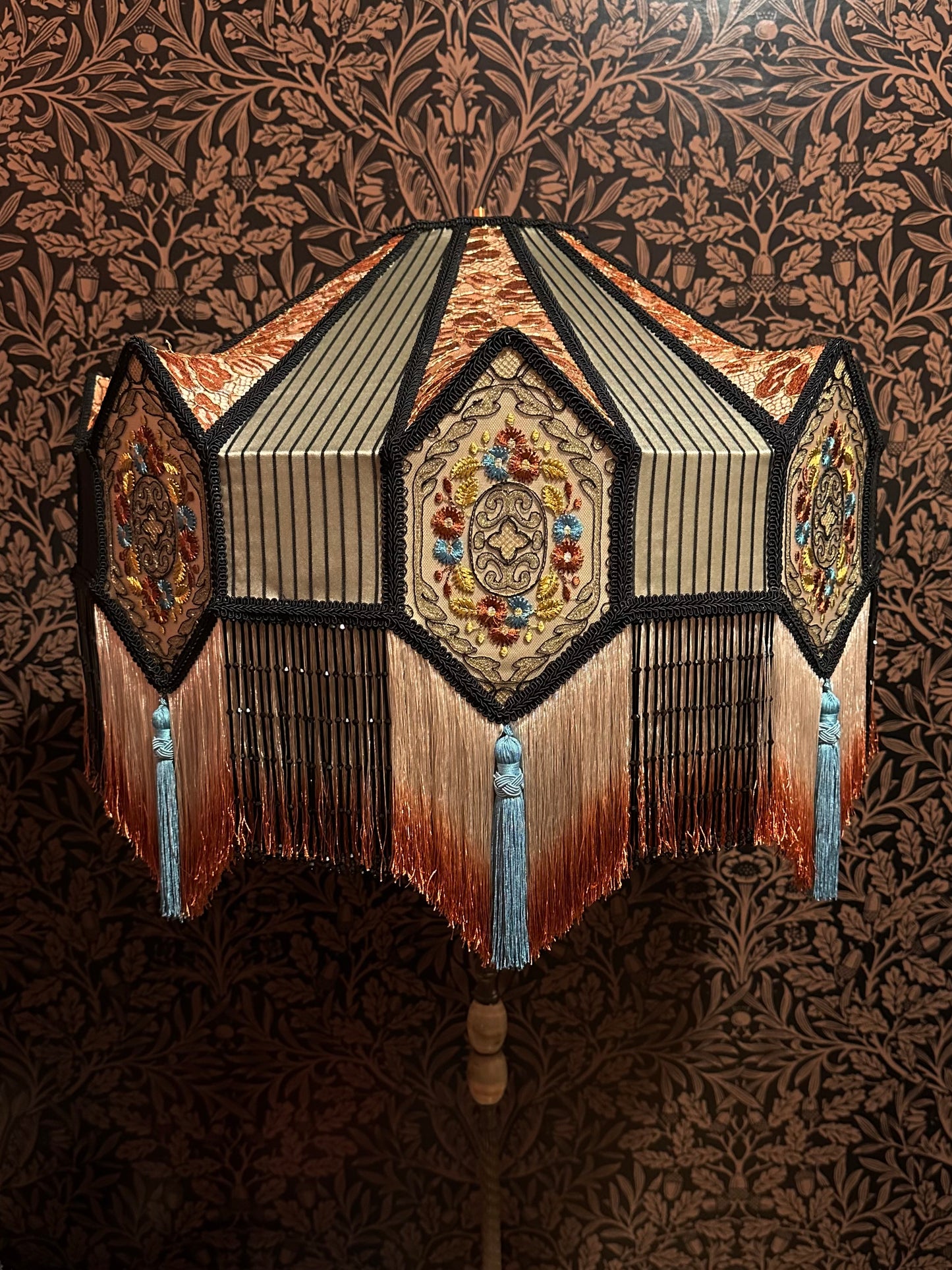 Ecru, Rust, Turquoise, and Black "Large Diamond"