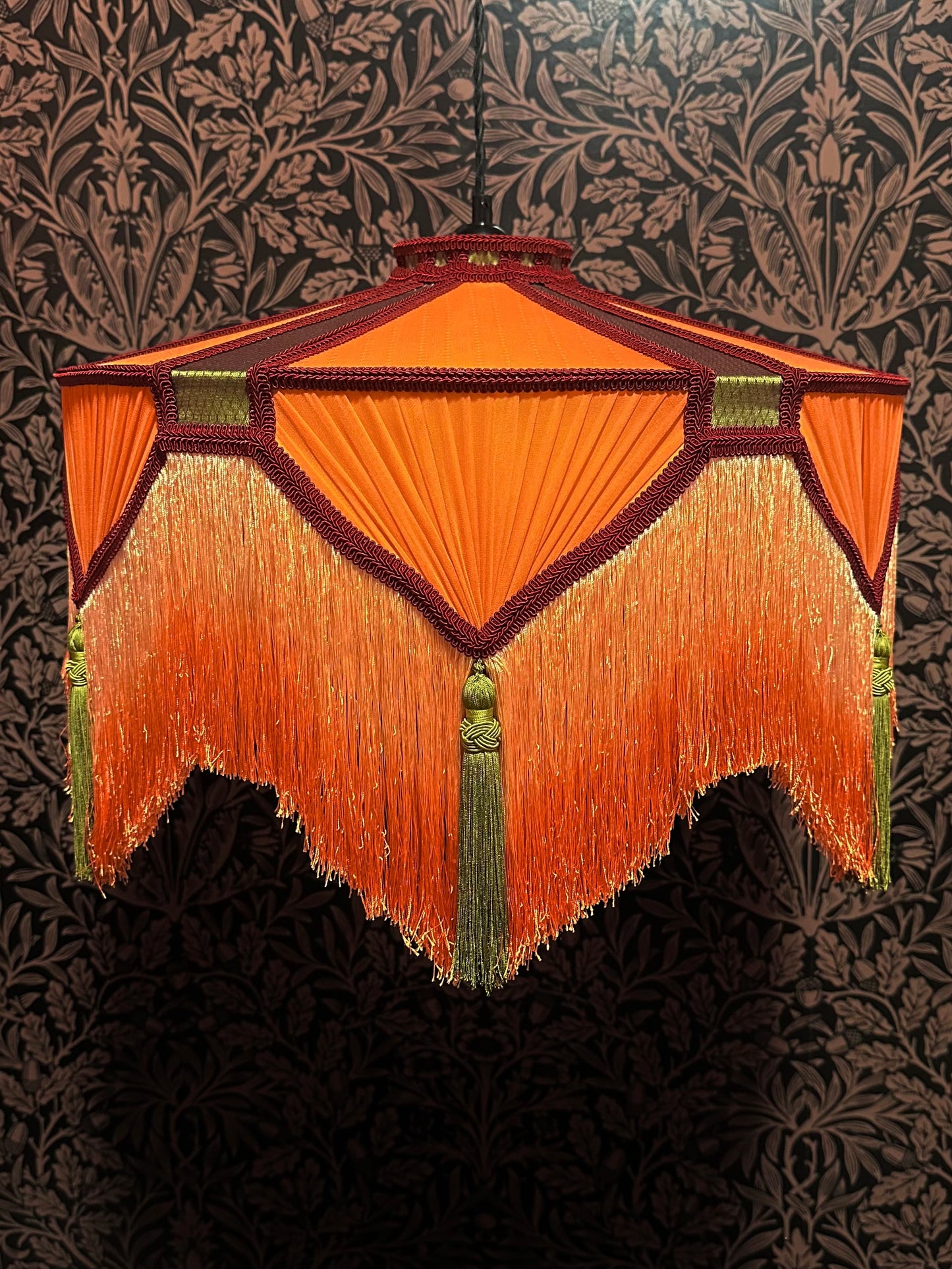 Orange, Olive & Burgundy "Spaniard" Pendant Lampshade
