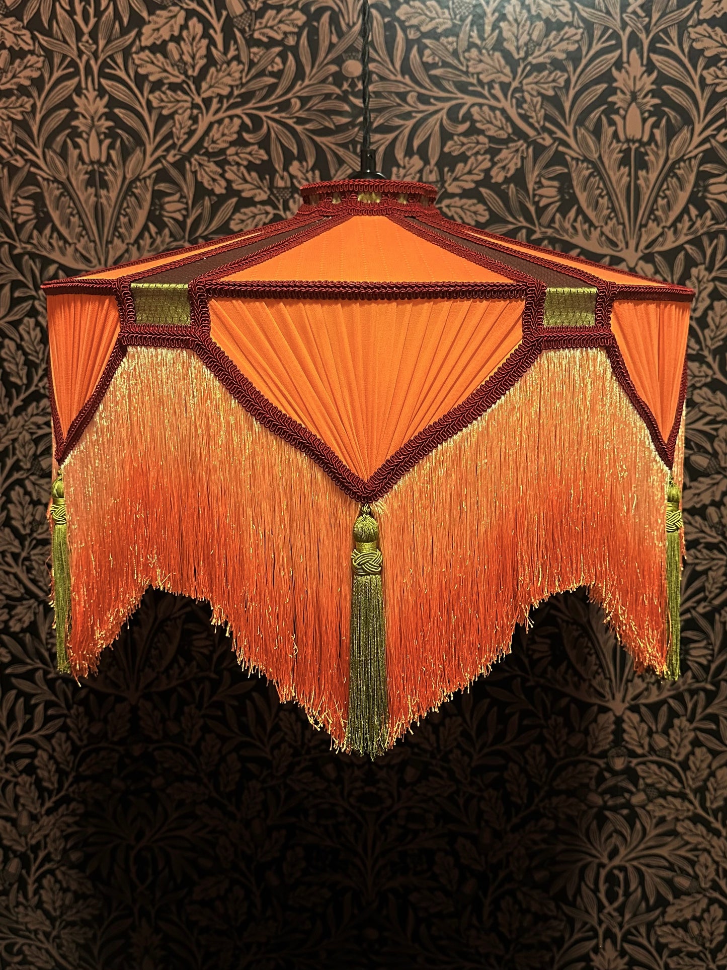 Orange, Olive & Burgundy "Spaniard" Pendant Lampshade