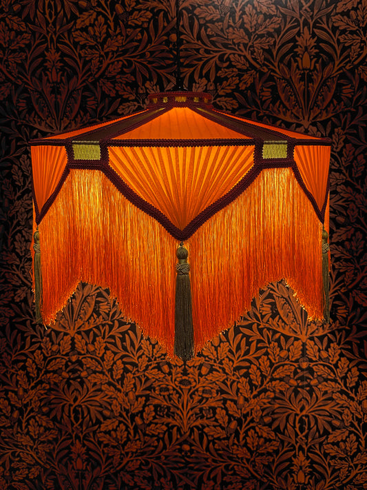 Orange, Olive & Burgundy "Spaniard" Pendant Lampshade