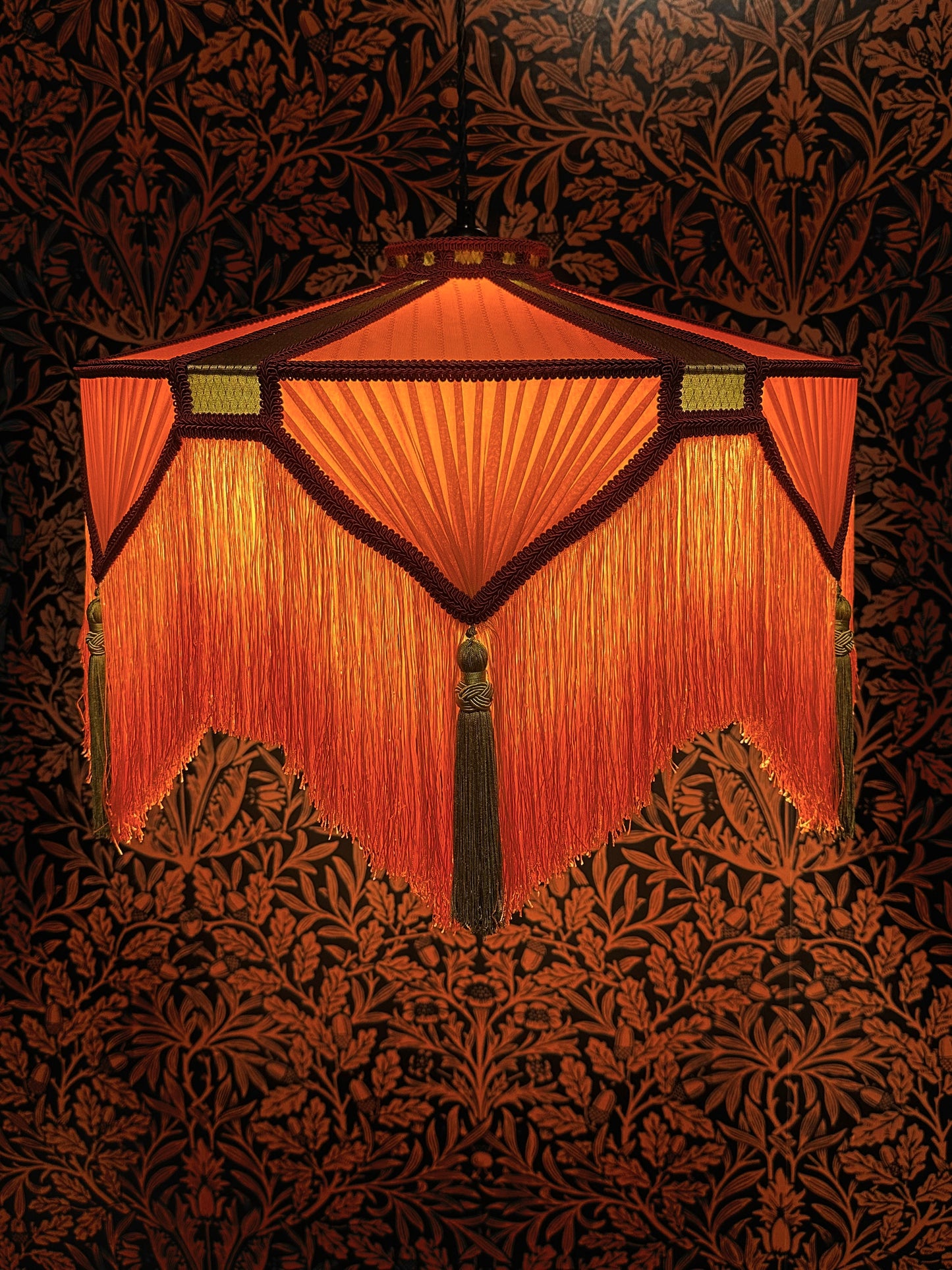 Orange, Olive & Burgundy "Spaniard" Pendant Lampshade