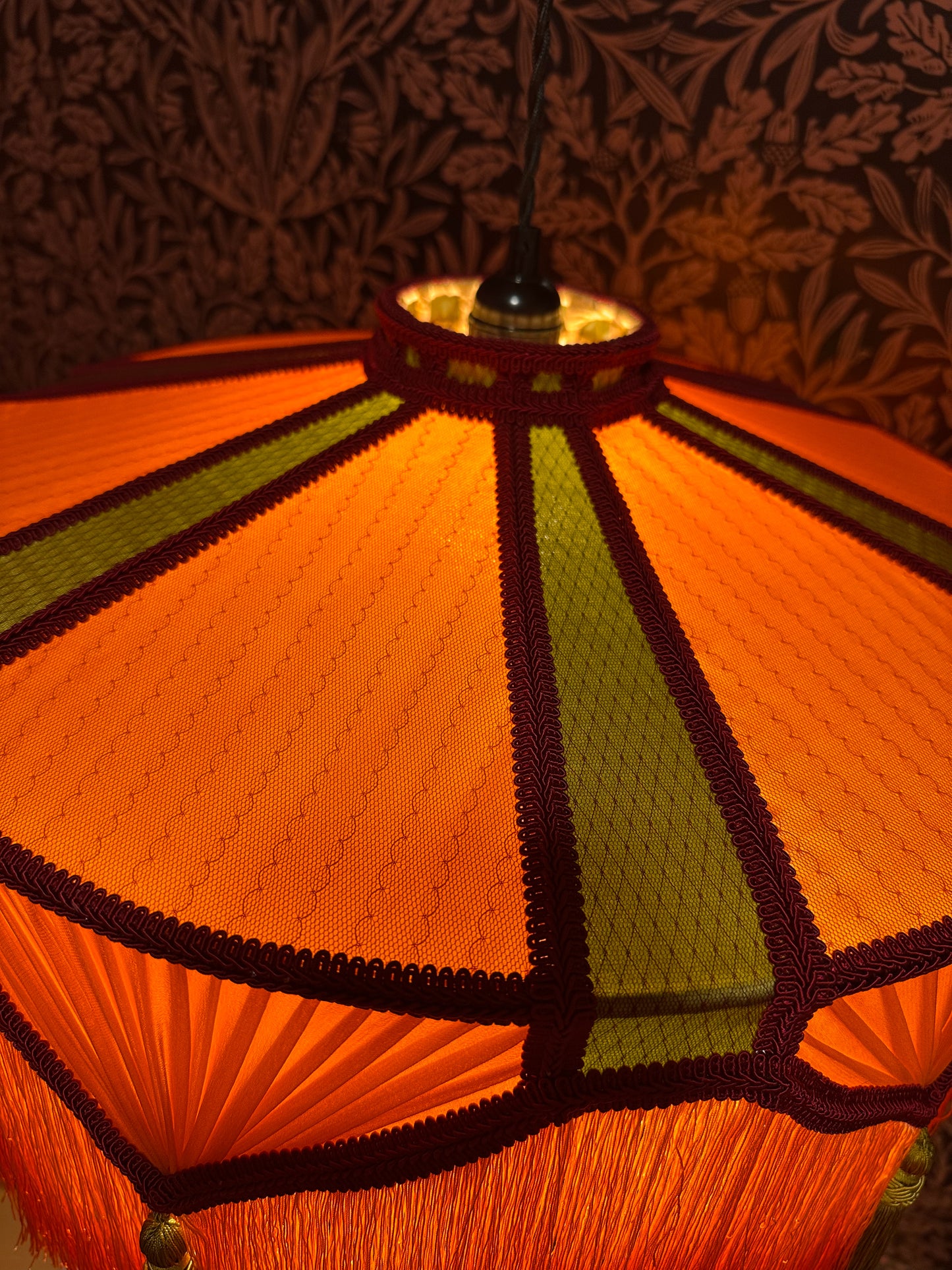 Orange, Olive & Burgundy "Spaniard" Pendant Lampshade