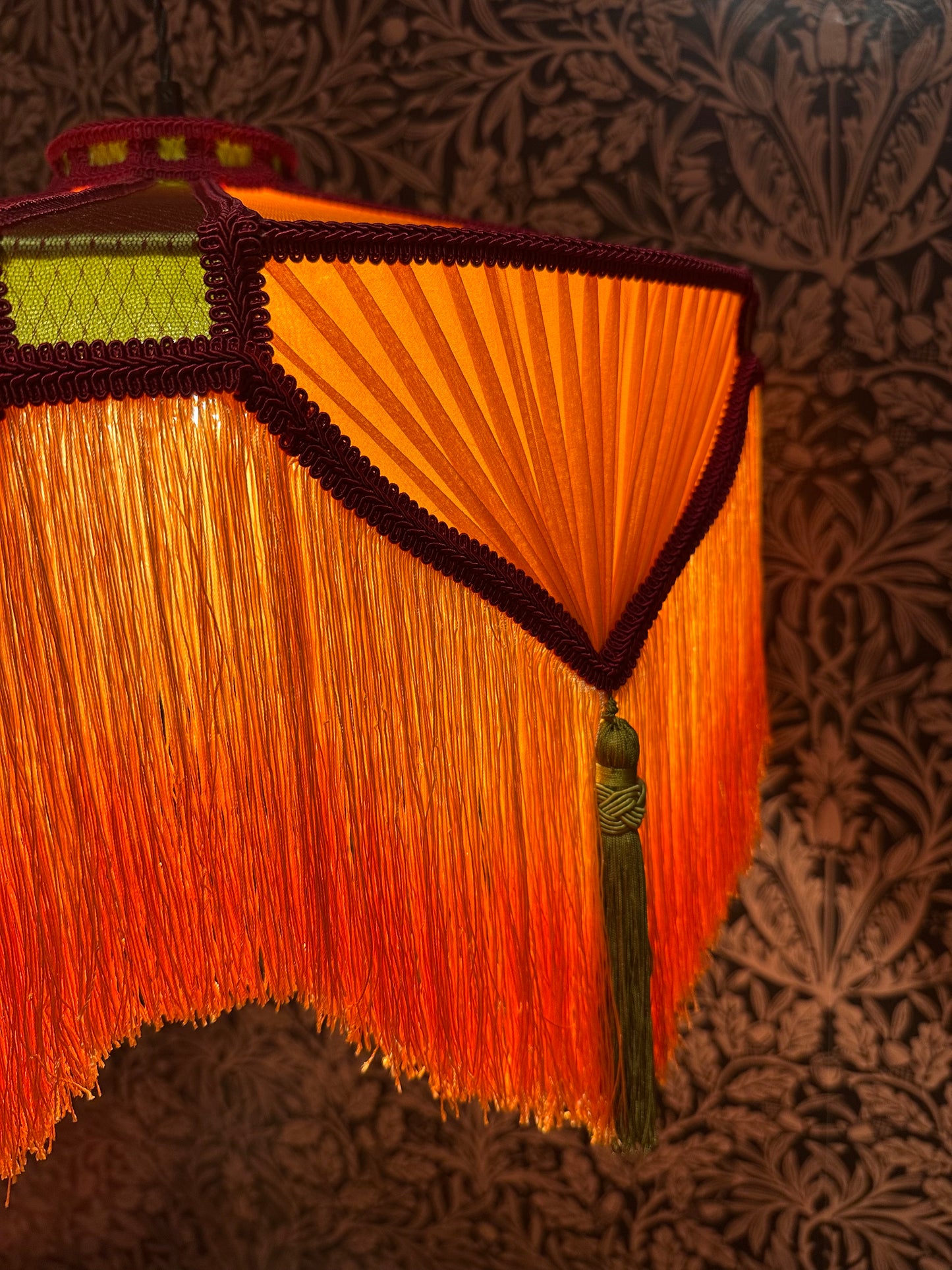 Orange, Olive & Burgundy "Spaniard" Pendant Lampshade
