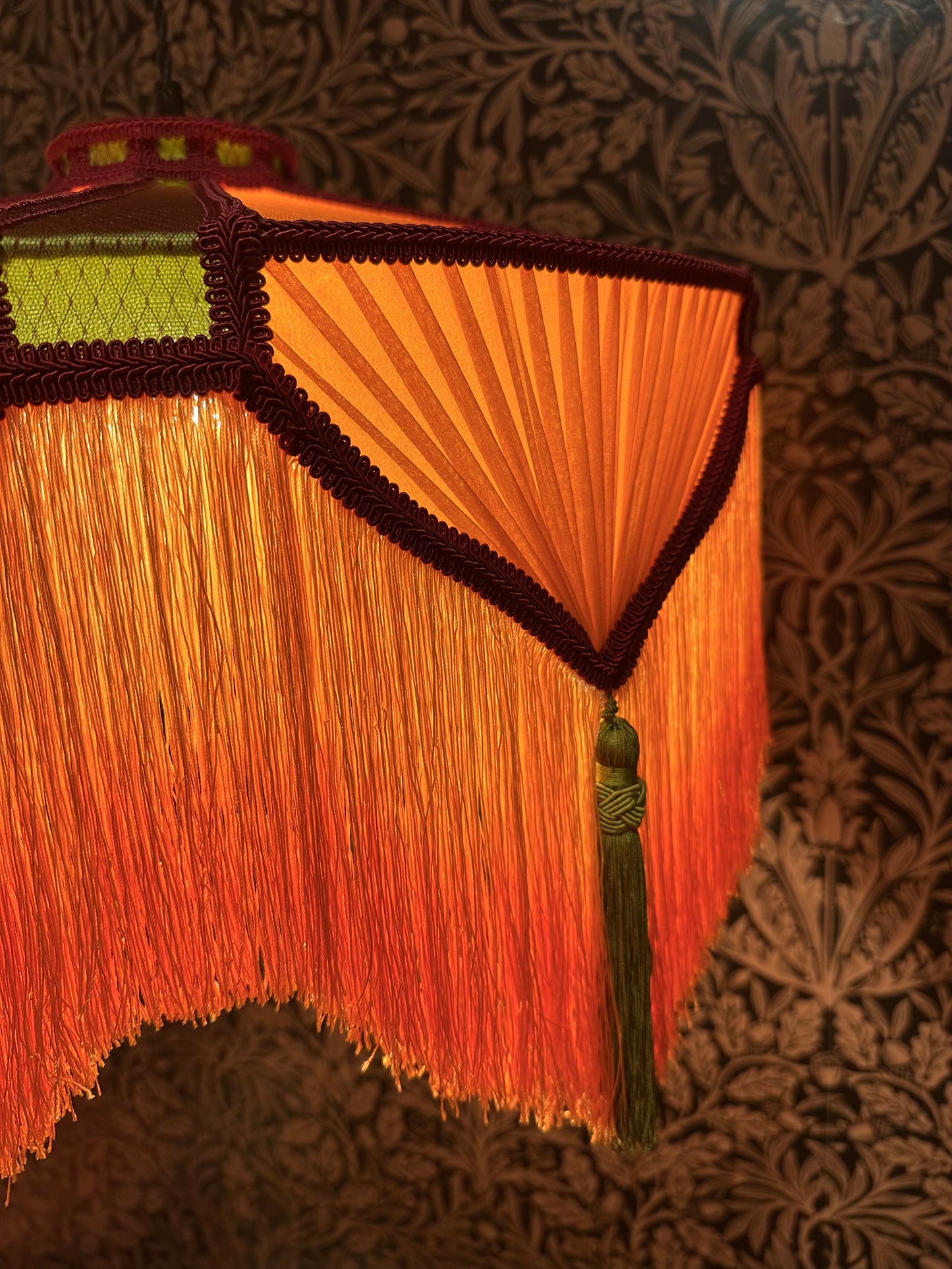 Orange, Olive & Burgundy "Spaniard" Pendant Lampshade