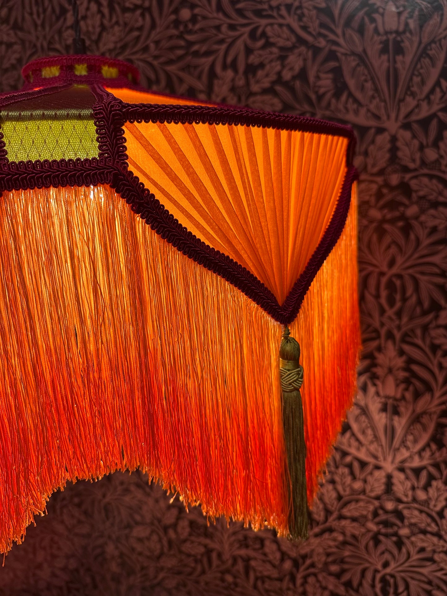 Orange, Olive & Burgundy "Spaniard" Pendant Lampshade