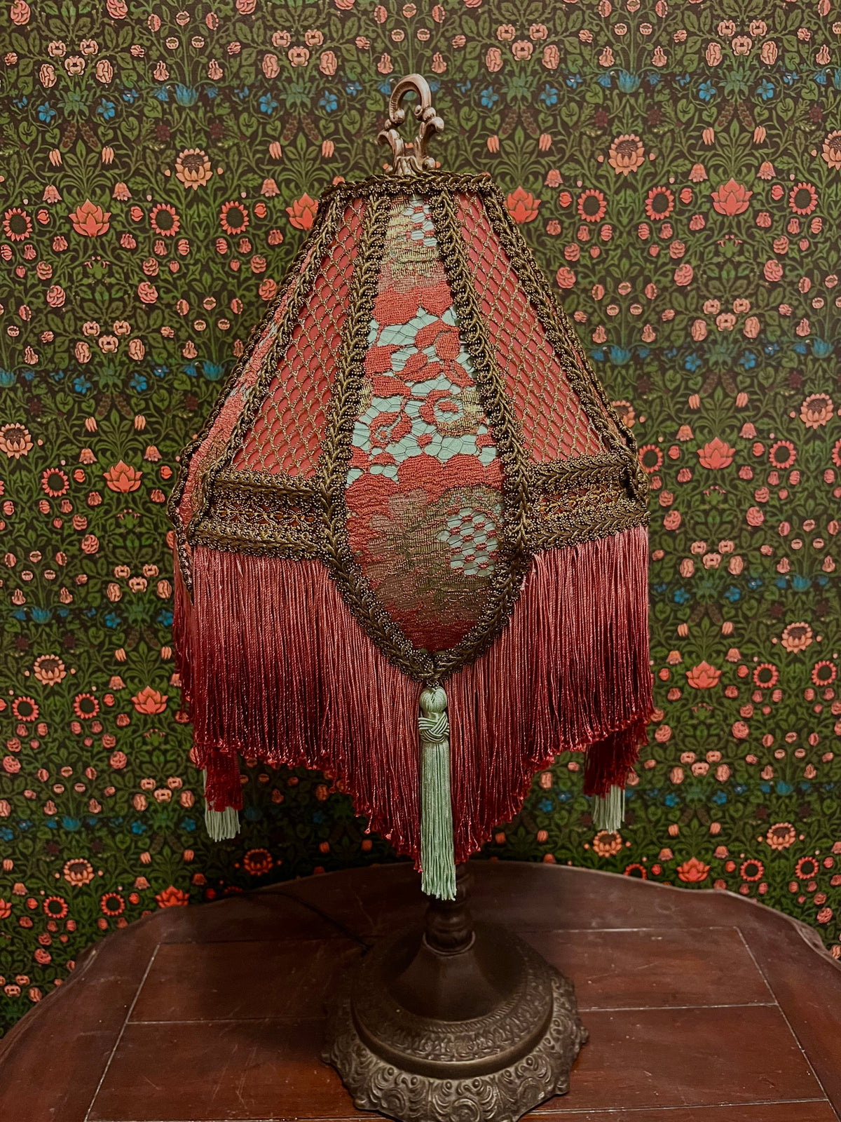 Rose, Pistachio & Gold Pentagonal Pyramid Lampshade
