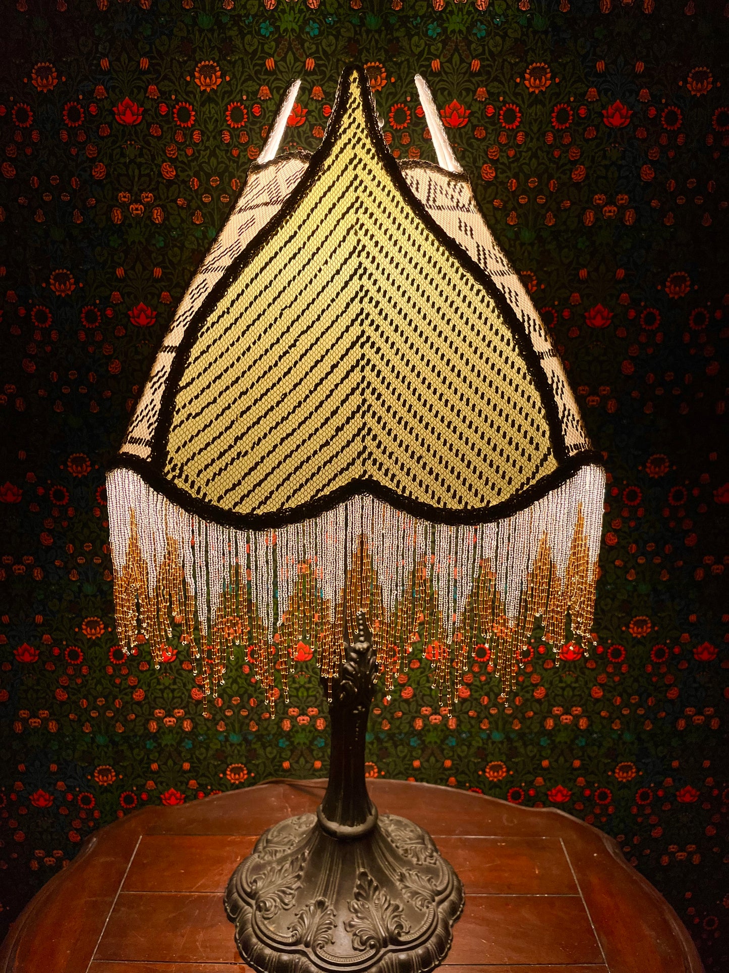 Light Green, Cream & Silver Assuit Lampshade