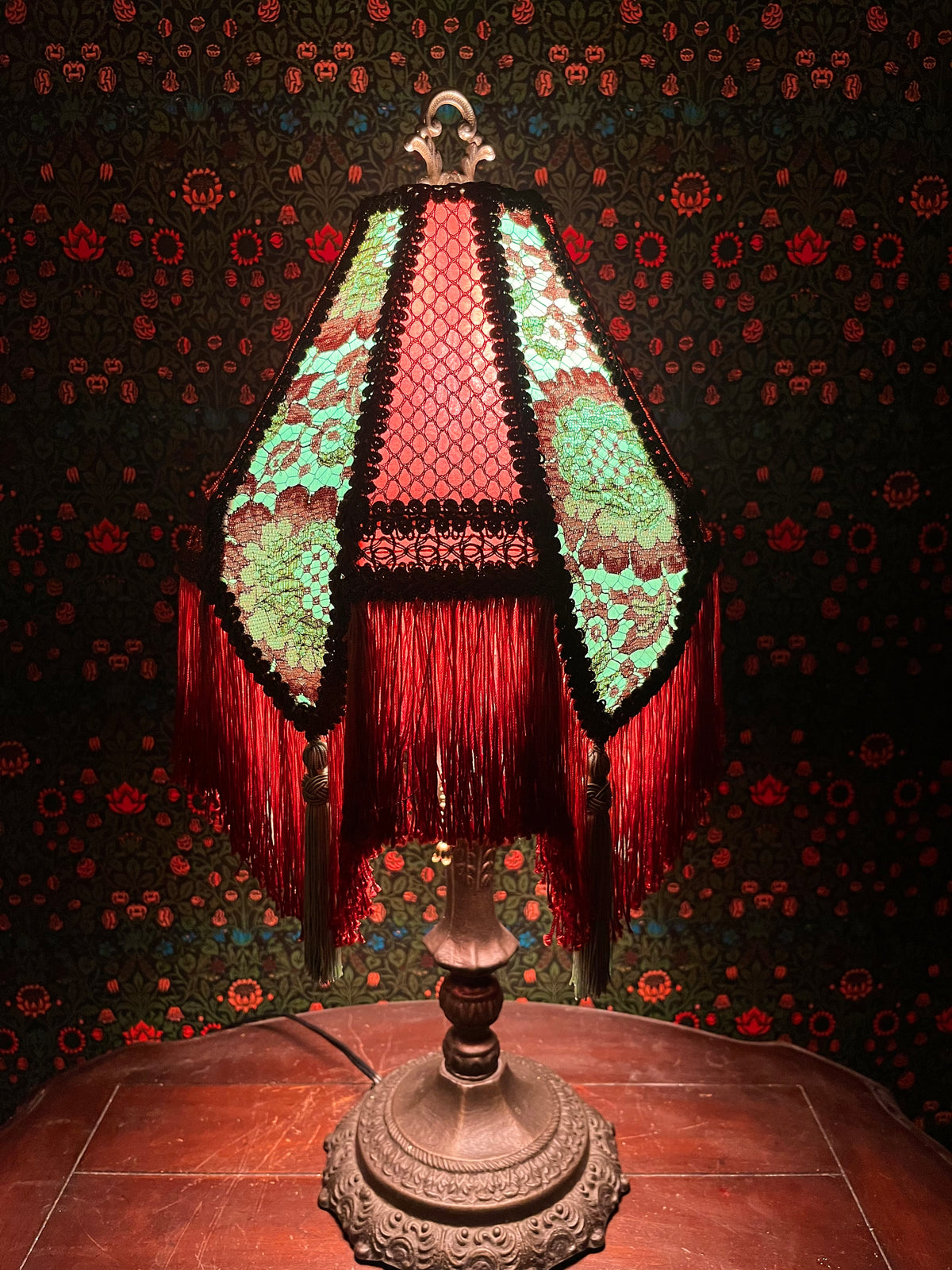 Rose, Pistachio & Gold Pentagonal Pyramid Lampshade