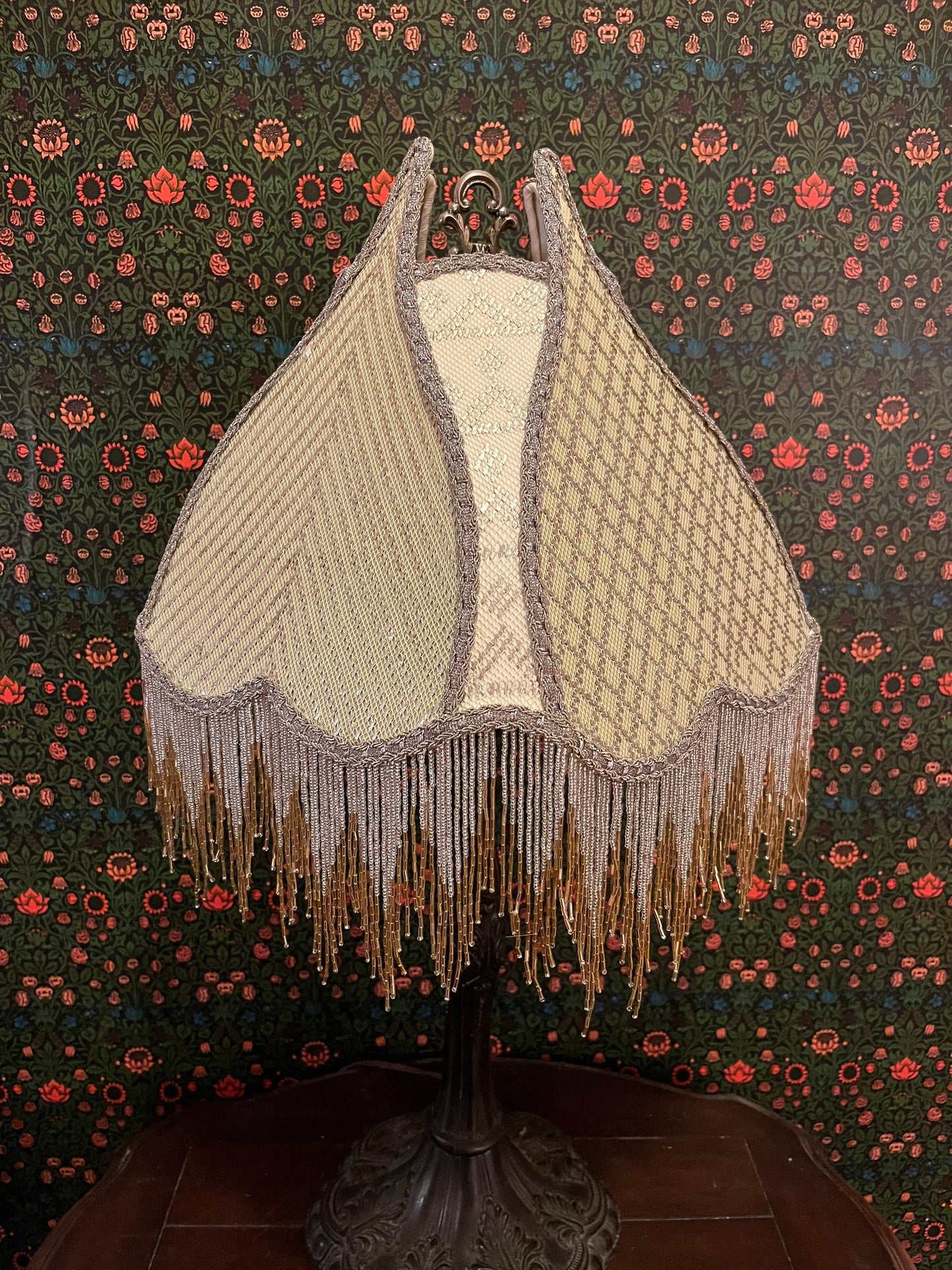 Light Green, Cream & Silver Assuit Lampshade