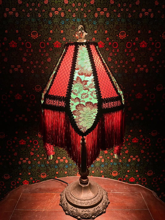 Rose, Pistachio & Gold Pentagonal Pyramid Lampshade