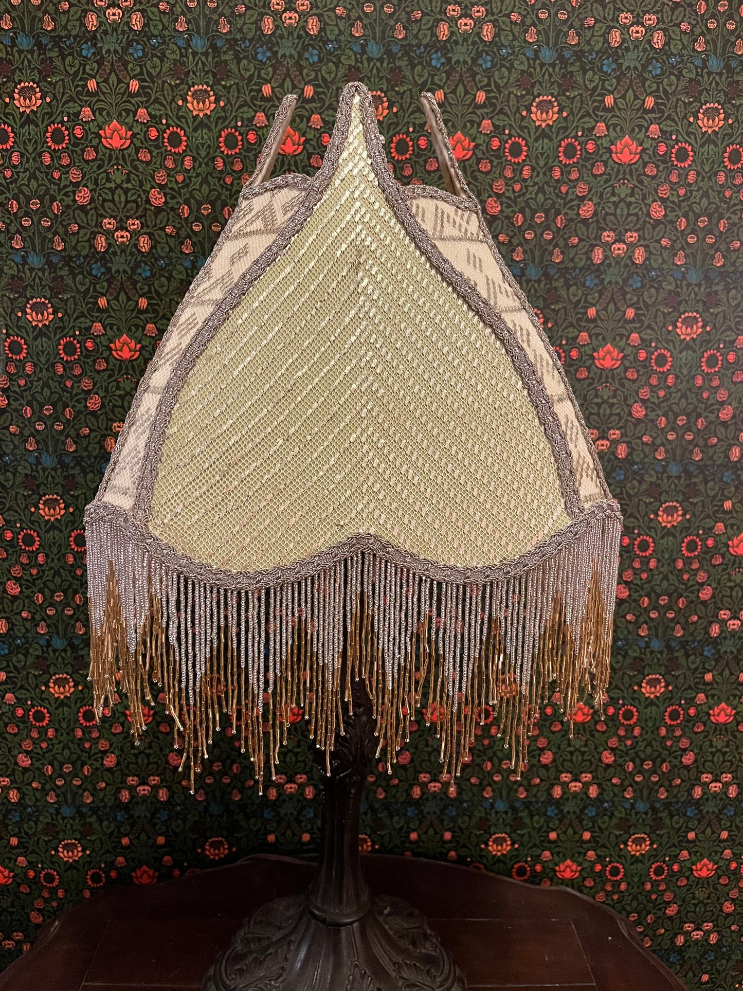 Light Green, Cream & Silver Assuit Lampshade