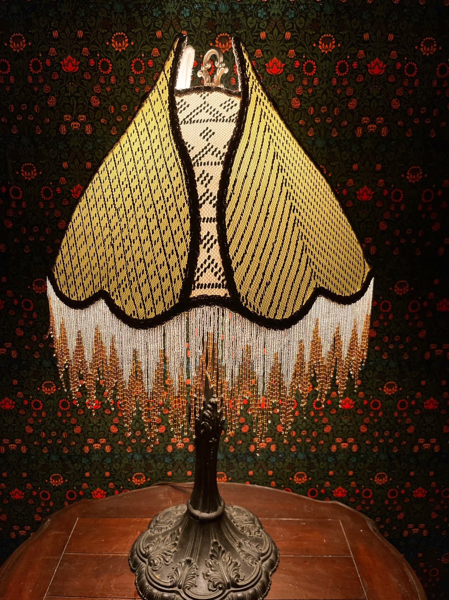 Light Green, Cream & Silver Assuit Lampshade