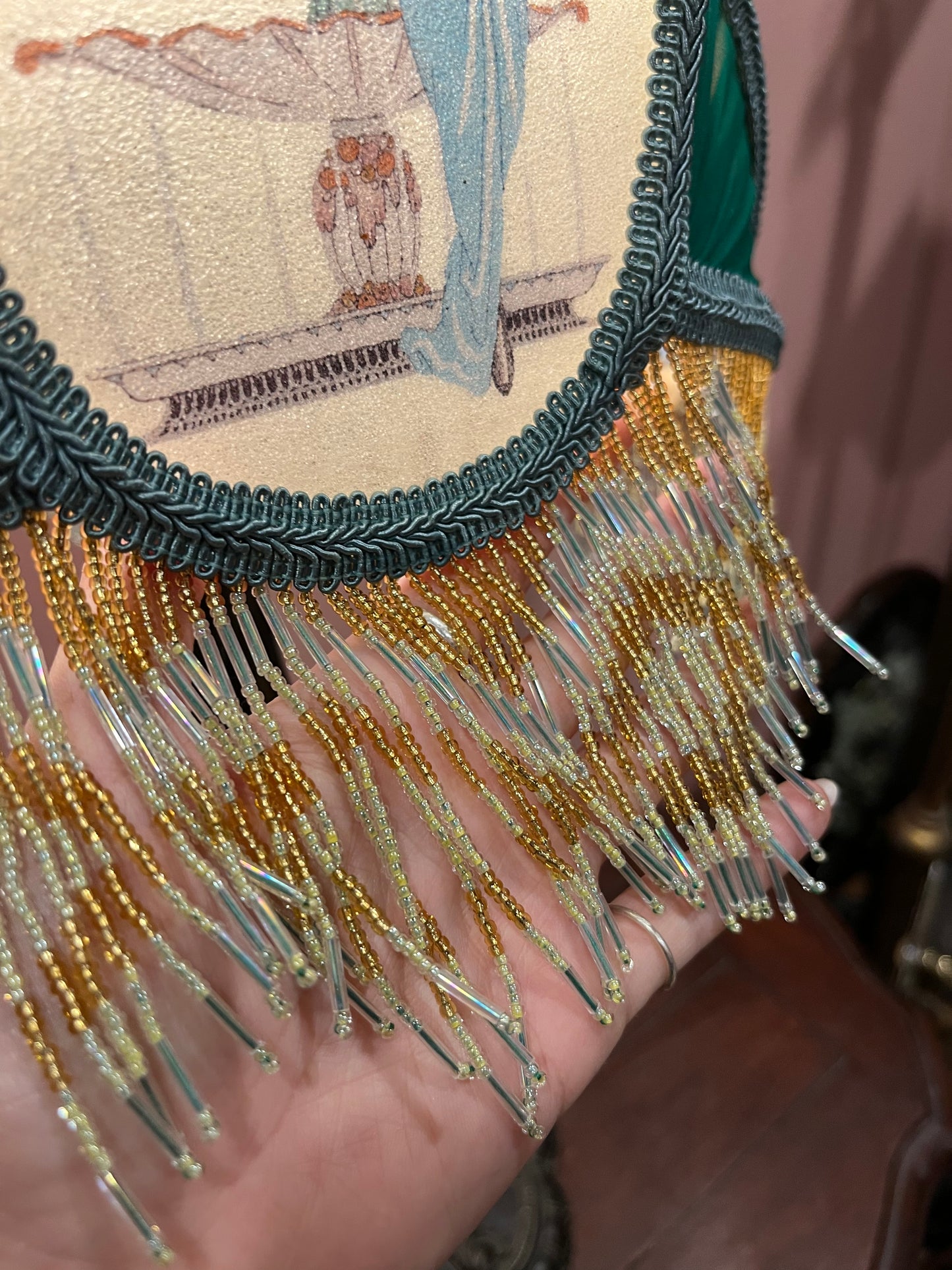 Blue, Green & Gold 1920s Victorian Sugar Shade